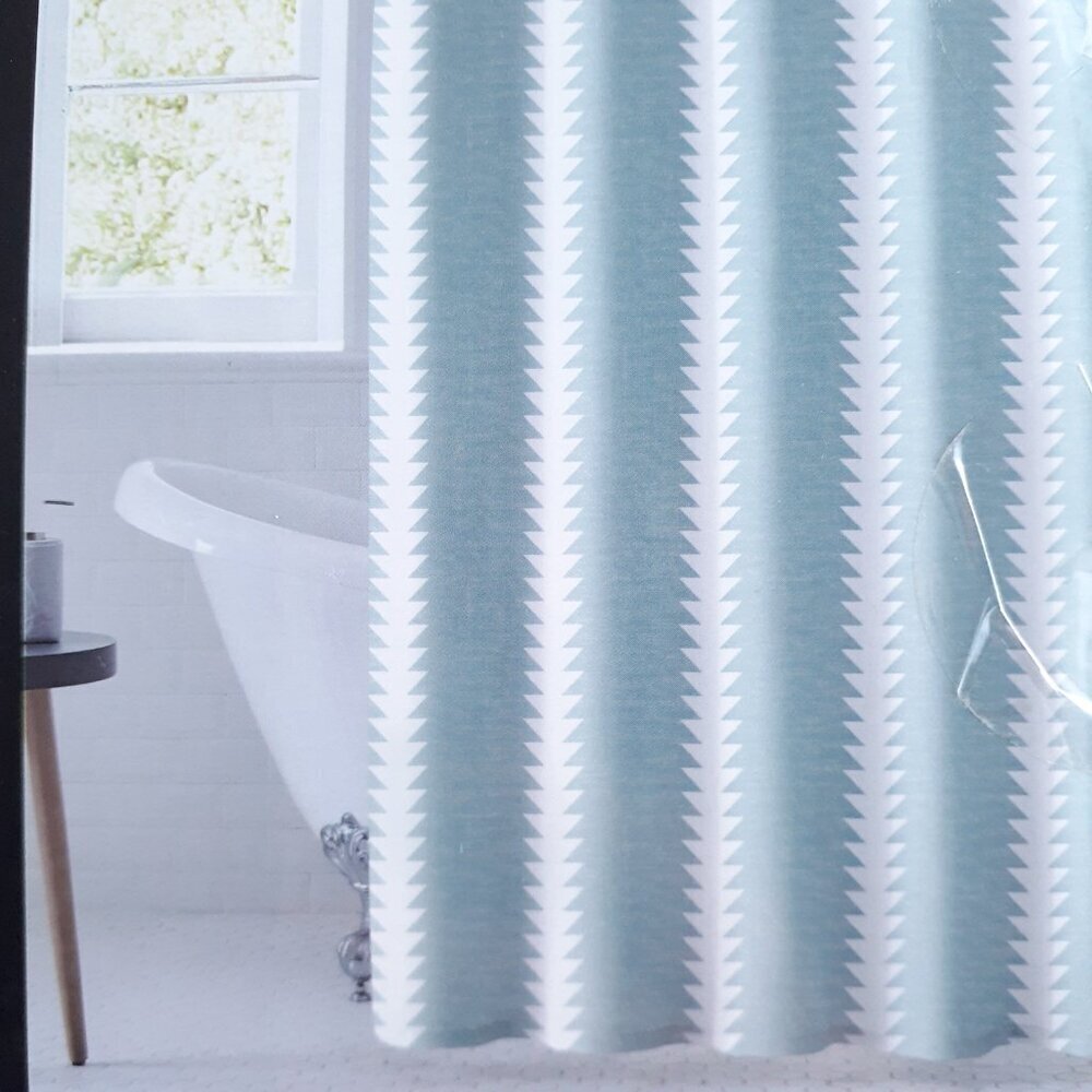 Eddie Bauer Fabric Shower Curtain 72x72 Teal Stripe - Picture 3 of 3